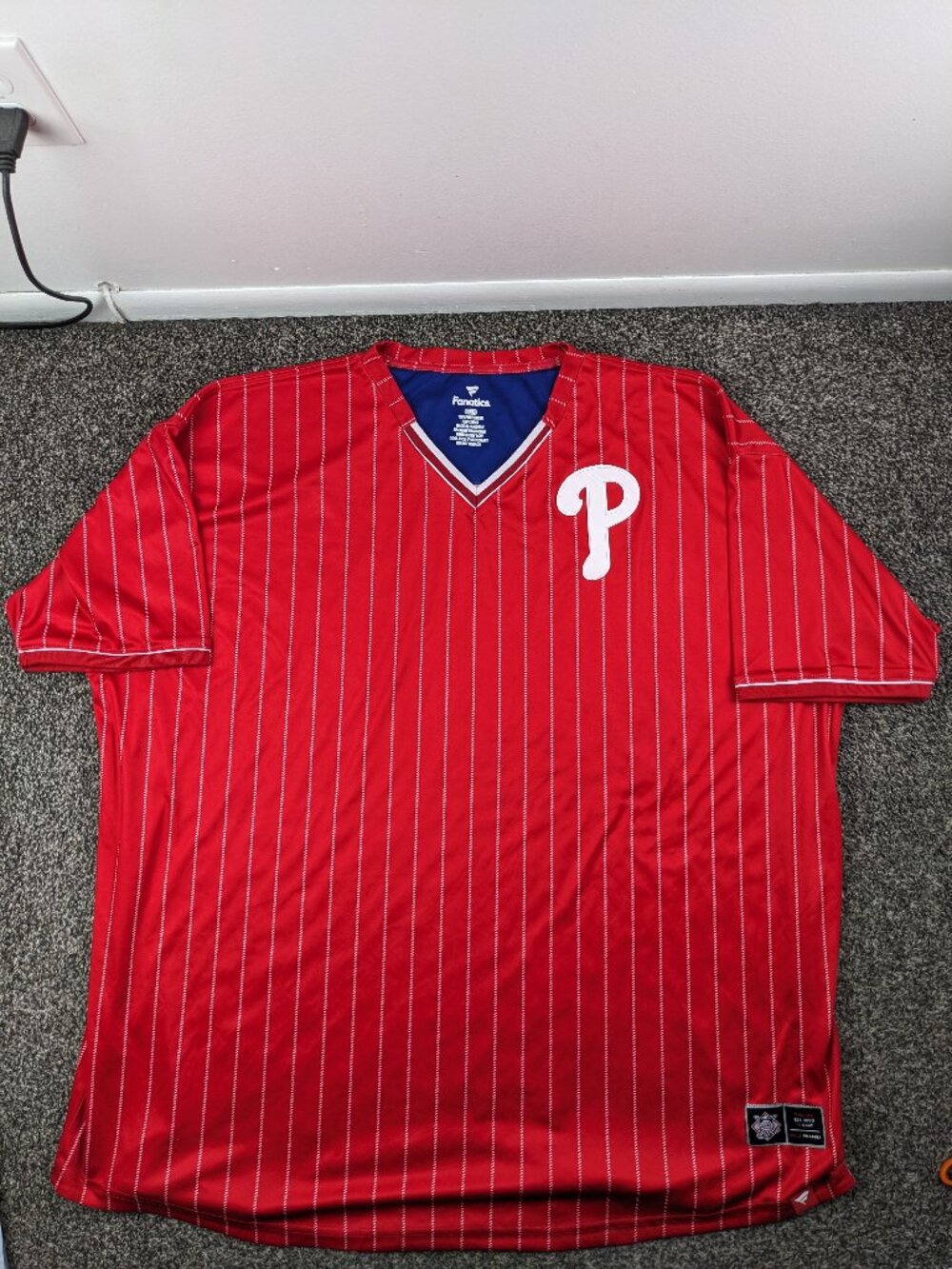 Philadelphia Phillies Pullover Jersey Fanatics Pinstripe Red Mens 5XL